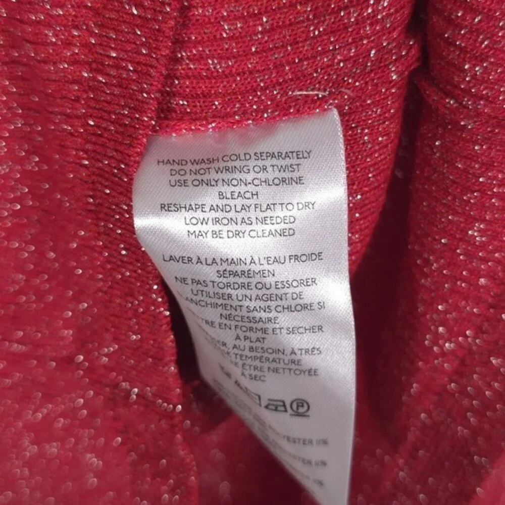 Maeve Anthropologie V-Neck Lurex Polo Sweater MEDIUM Shiny Metallic‎ Long Sleeve